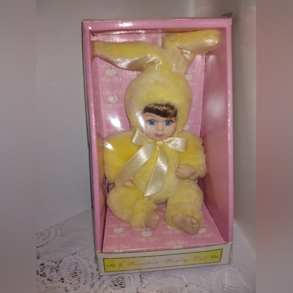 8 in.Porcelain Bunny Doll - Picture 2 of 3